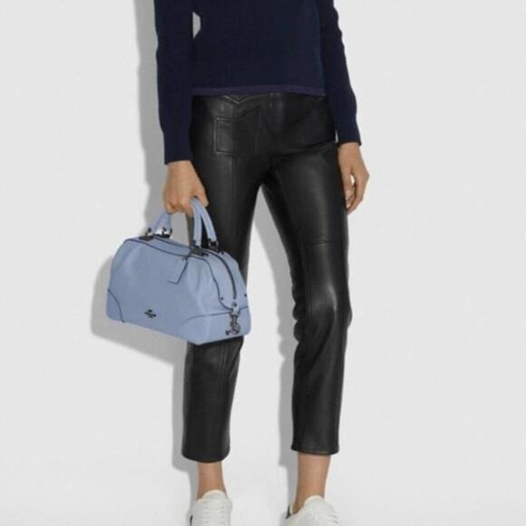 Coach PEBBLE LEATHER LANE SATCHEL Mist light lavender blue new!! - Picture 5 of 10